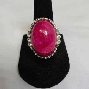 Anillo llamativo ajustable, tono plata y rosa - Imagen 1 de 5