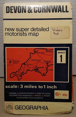 Super Motorists Maps Great Britain : Devon & Cornwall - Geographia - Vintage - Image 1 of 4