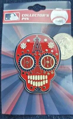 Anaheim Angels Los Angeles Angels  Jumbo Sugar Skull Pin Dia de los Muertos MLB - Image 1 of 2