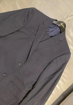 Traje de lana a rayas azul marino Z-Zegna 28QCG4 City Drop 7 calce 50R 40R 32x30 $1495 Foto 1 de 4