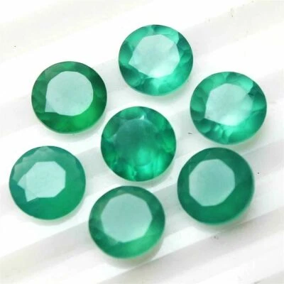 Venta al por mayor Lote de piedras preciosas calibradas sueltas de ónix verde natural faceta redonda de 7 mm Foto 1 de 3