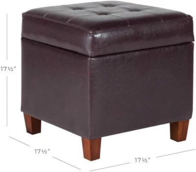 HomePop Leatherette Tufted Square Storage Ottoman with Hinged Lid, Brown Small - Image 1 of 4