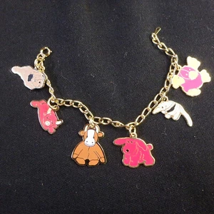 Pulsera con dije de metal Beanie Babies 7" de largo tiene 6 dijes cada uno de aproximadamente pulgadas de alto - Imagen 1 de 2