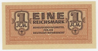 Germany 1 Reichsmark ND 1942 Pick M36 UNC Uncirculated Banknote Wehrmacht - Image 1 of 2