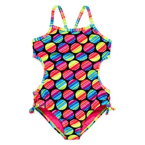 Angel Beach Dot Cutout 1-Piece Swimsuit Girls Size 5 New   - Picture 1 of 2