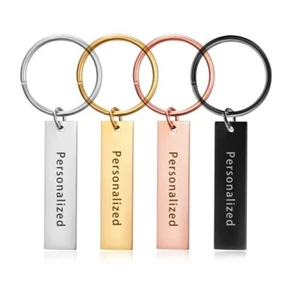 Personalised Stainless Steel Keyring Keychain Custom Name Couple Love Key Rings - Photo 1 sur 16