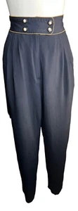 Platinum by Dorothy Schoelen schwarze Bundfaltenhose Perlenbesatz Knöpfe - Bild 1 von 10
