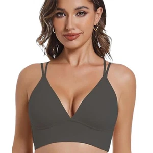 Women's Yoga Bra Bralettes Cami Criss Cross Plunge Deep V Plunge - Picture 1 of 3