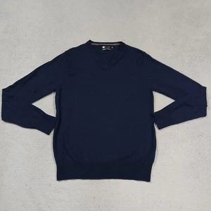 Par Simons LE31 Sweater Mens Medium Blue Merino Wool Stretch V Neck Jumper - Picture 1 of 17