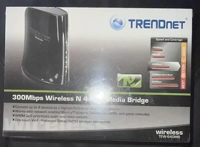 Wireless Media Bridge TRENDnet N300 4-Port, TEW-640MB Sealed - Image 1 of 4