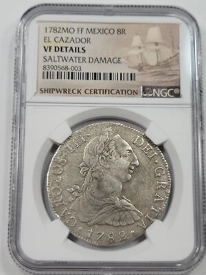 1782 Mexico 8 Reales EL CAZADOR SHIPWRECK NGC VF Great Detail Genuine *J776 - Image 1 of 4