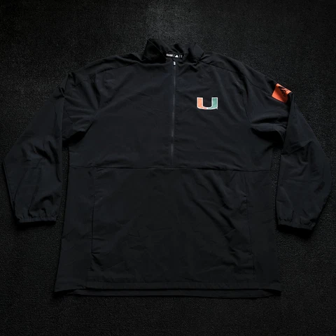 Adidas University of Miami Hurricanes 1/4 Zip Pullover Jacket Black Mens XL Cover