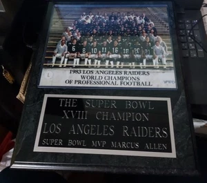 1983 Super Bowl Champion Raiders 12x15 Plaque with 8x10 Picture & Engraved Plate - Picture 1 of 8
