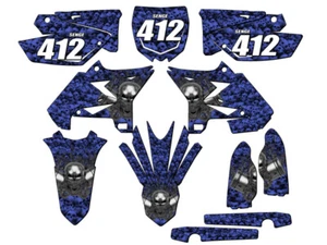 2008-2014 fits UFO RESTYLE YZ 125 FLAMING GEARHEAD Blue Senge Graphics Kit Co... - Picture 1 of 10