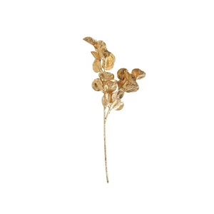 Gold 2 Metallic 27" Artificial Eucalyptus Leaf Branches Faux Foliage Stems Party - Picture 1 of 9