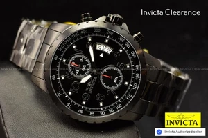 NEW Invicta Mens 45mm Specialty PILOT Chronograph COMBAT TRIPLE BLACK SS Watch - Picture 1 of 18