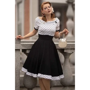 Dolly Dotty Darlene 50s Dress- Hot Pink and White Polka Dots - Picture 1 of 9