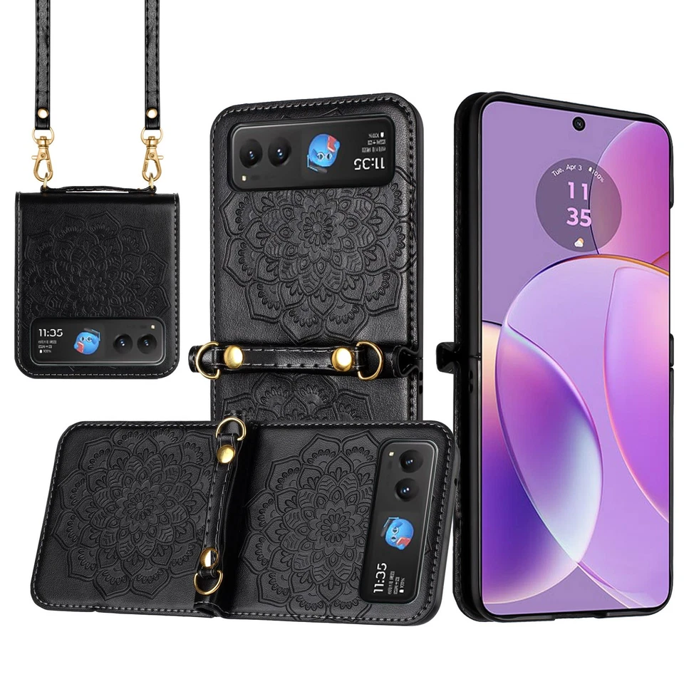 GENERIC For Motorola Razr 2025/2024 Case Embossed Design Vegan Leather Phone Cover