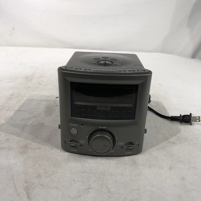 RCA Stereo CD Clock Radio RP3751A Dual Alarm AM FM Player Gray Compact Disc - Image 1 of 4