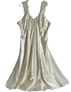 De Colección Cinema Etoile Marfil Satinado Encaje Lencería Coqueta Vestido Sin Mangas Talla Grande - Imagen 1 de 10