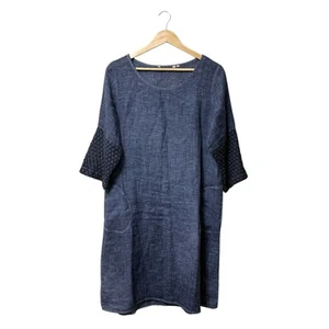 Camisa de vestir Soft Surroundings lino cambray ganchillo mangas 3/4, talla L - Imagen 1 de 7