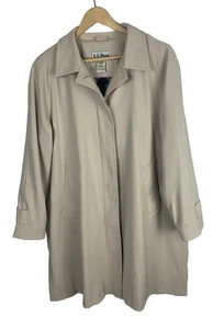 Vintage LL Bean Women's Petite Medium Lined Khaki Car Coat - Picture 1 of 15