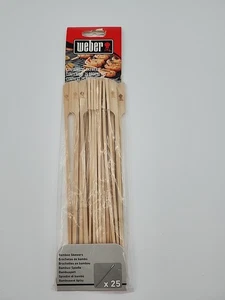 Weber 25 Paddle Flat Head Bamboo Skewers BBQ Premium Original Style Picks 6608 - Picture 1 of 6