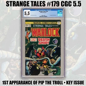 Marvel STRANGE TALES (1975) #179 CGC 5.5 FN- Key 1st PIP Troll App Ships FREE! - Afbeelding 1 van 3