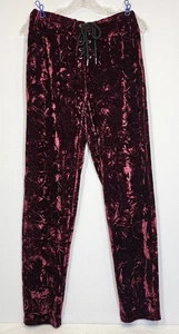 Crushed Velvet LaceUp Legging Burgundy Large Grunge Goth Vampire Witchy Medieval - Picture 1 of 12