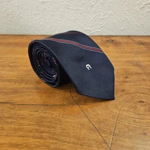 Vintage Etienne Aigner Herren Krawatte blau rot gestreift adrette formelles Logo - Bild 1 von 4