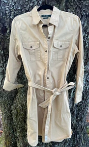LAUREN RALPH LAUREN Camisa Denim Cinturón Vestido Talla M Bolsillos Cuello Botón Delantero! - Imagen 1 de 7