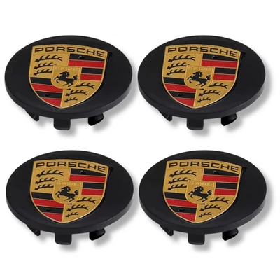 Alloy Wheel Centre Cap Hub Porsche 911 718 Boxster Cayman Black 76mm x4 - Image 1 of 4