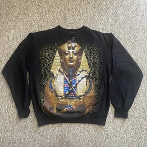 Felpa King Tut Uomo Media M Nera Faraone Egiziano Tutankhamon Pullover - Foto 1 di 9
