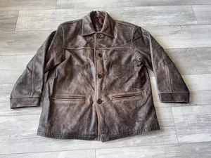 Lucky Leather Co. Brown Genuine Leather Men's Blazer Jacket Size Medium Barn - Picture 1 of 14