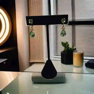 Damen Ohrclips hellgrün goldfarben Modeschmuck Accessoires - Bild 1 von 5