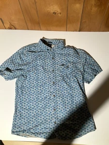 Volcom Mens short sleeve button down slim fit shirt Large Green and white - Picture 1 of 5