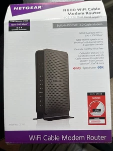 Netgear N600 WiFi Cable Modem Router C3700 Black Docsis 3.0 - Picture 1 of 2
