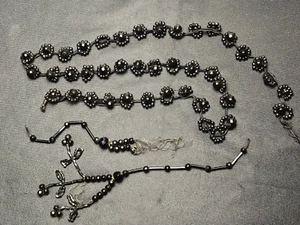 Antique Victorian Jet Bead Faceted Beads Bohemian or French? Lot of 3 Strands - Picture 1 of 8