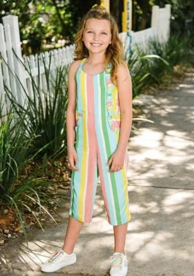 Matilda Jane Rainbow Overalls Romper Jumpsuit Girls Sz 4 Cali Queen - Image 1 of 4