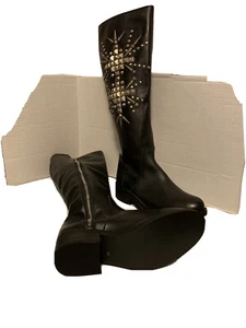 NINE WEST Botas Para Mujer Diablo Cuero Rodilla TALLA 6.5 - Imagen 1 de 5