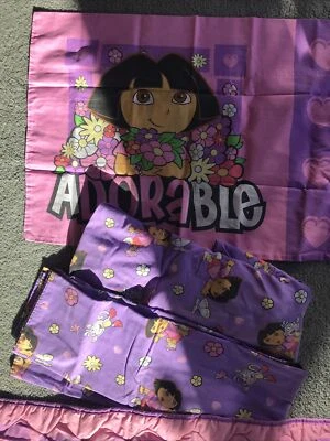 Juego de sábanas DORA the EXPLORER Mono Adorable DOBLE Funda de almohada plana ajustada 4 piezas Foto 1 de 4