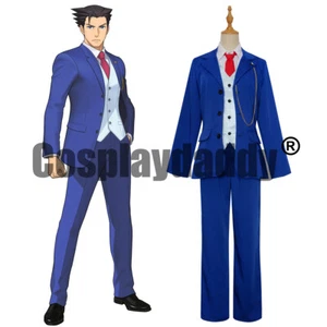 Ace Attorney Phoenix Wright Nick Ryuichi Naruhodo Blue Suits Cosplay Costume - Picture 1 of 6