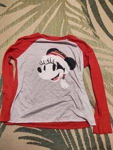 DISNEY Minnie Mouse Pajama Top Women’s Size S Christmas Holiday Sleepwear - Picture 1 of 3