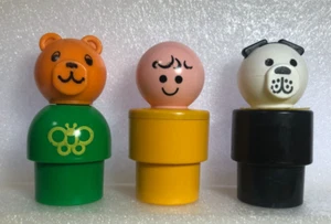 Vintage Lot 3 '74-'84 Fisher Price Little People Big Chunky Jumbo Guy Dog Bear - Picture 1 of 6