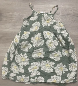 Gap Kids Floral Dress 10 Lined Cotton Green white flower tunic dress linen blend - Picture 1 of 7
