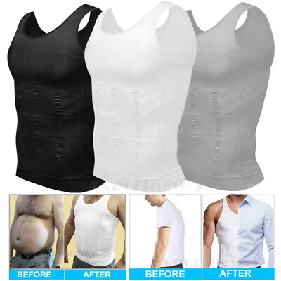 Mens 3 Pack Body Shaper Slim Tummy Vest Compression Shirt Tank Tops Shapewear - image 1 of 4