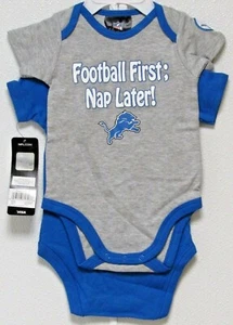 NFL Detroit Lions Onesie Set of 2 Football First; Nap Later! 18M by Gerber - Picture 1 of 2
