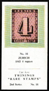 Zurich 1843 4 Rappen rare stamps on ciggarette card - Picture 1 of 2
