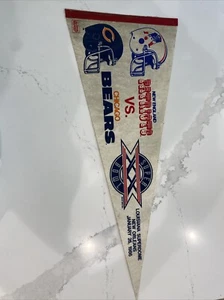 1986 Super Bowl XX Patriots vs Bears Vintage Full-Size Pennant Official NFL - Picture 1 of 2
