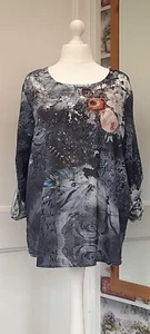 Klass Grey Sparkle Floral Evening Top Size 20 - Picture 1 of 5